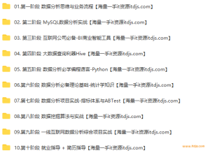 拉勾数据分析进阶实战训练营目录截图